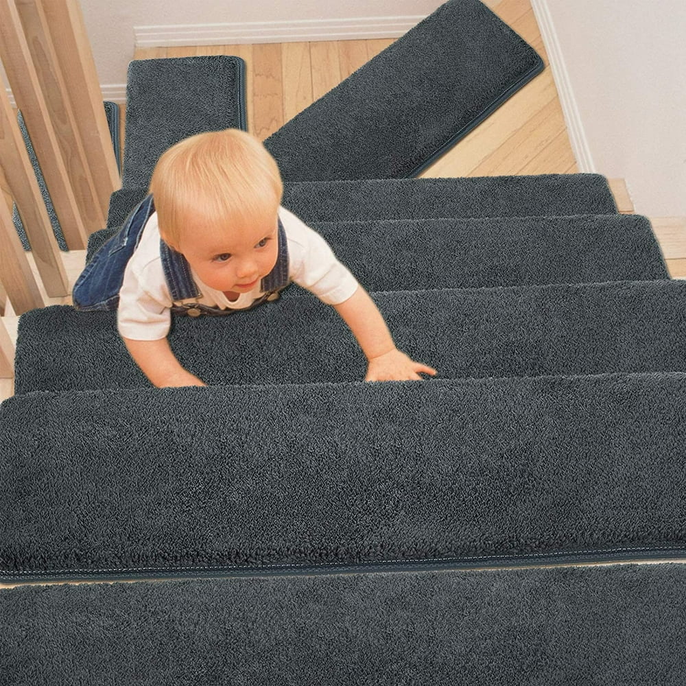 PURE ERA Bullnose Carpet Stair Treads Set of 14 NonSlip Self Adhesive Ultra Plush Soft Pet