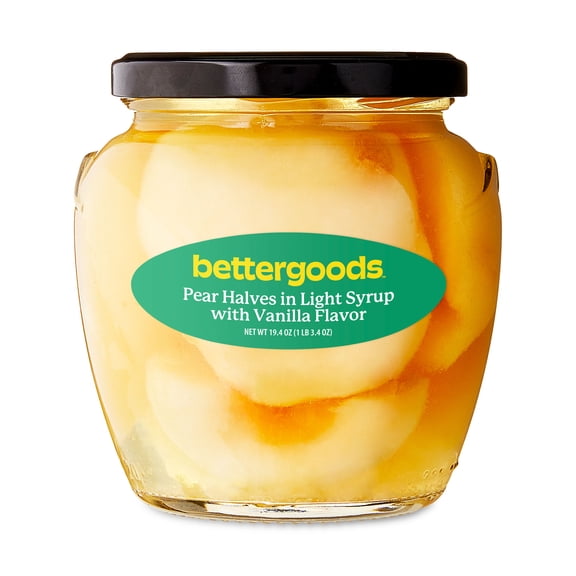 bettergoods Pear Halves in Light Syrup with Vanilla Flavor, 19.4 oz