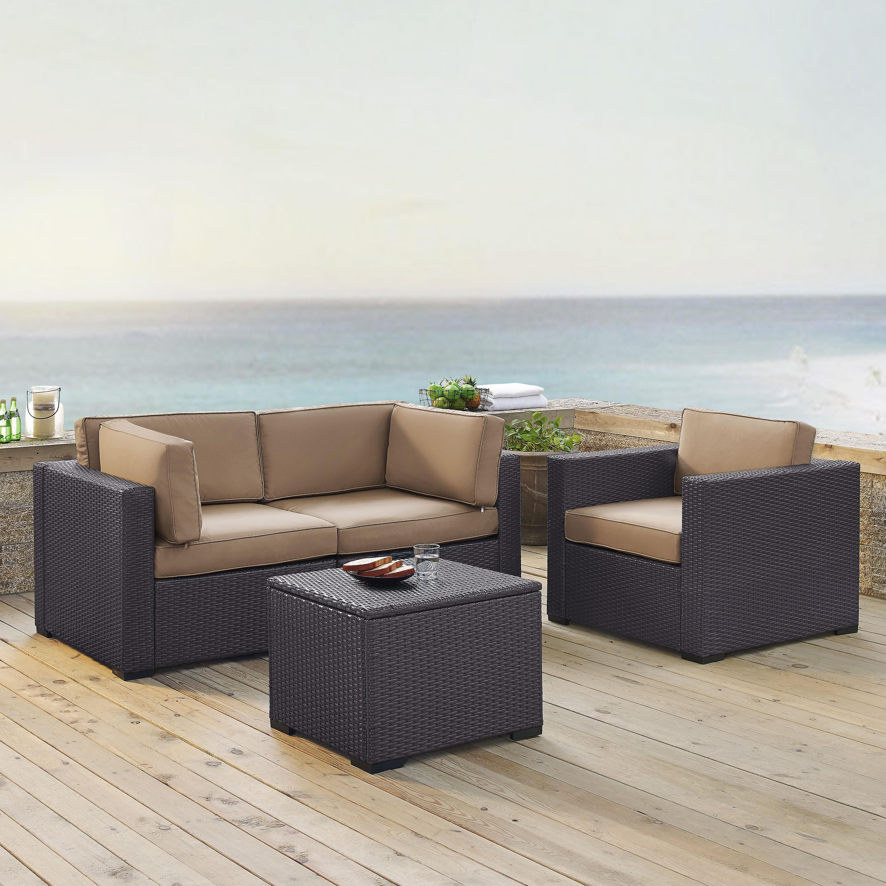 Crosley Furniture Biscayne 4 Piece Metal Patio Sofa Set in Brown/Mocha - image 3 of 4