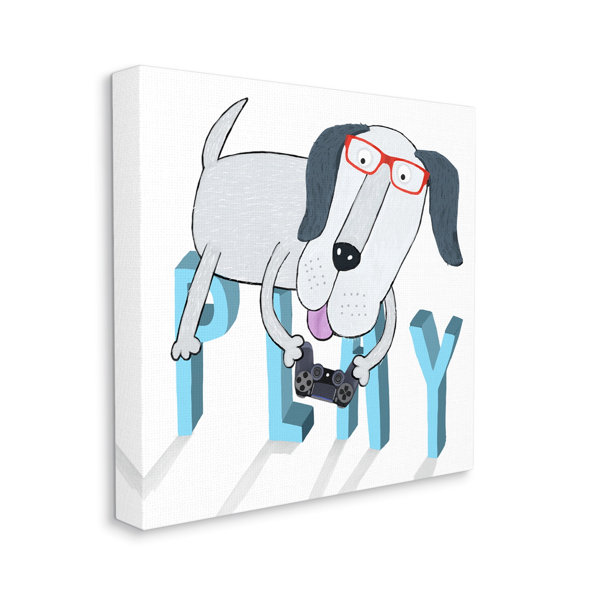 Stupell Industries Dog Playing Video Games Animals & Insects Painting Gallery Wrapped Canvas Print Wall Art, 30 x 30