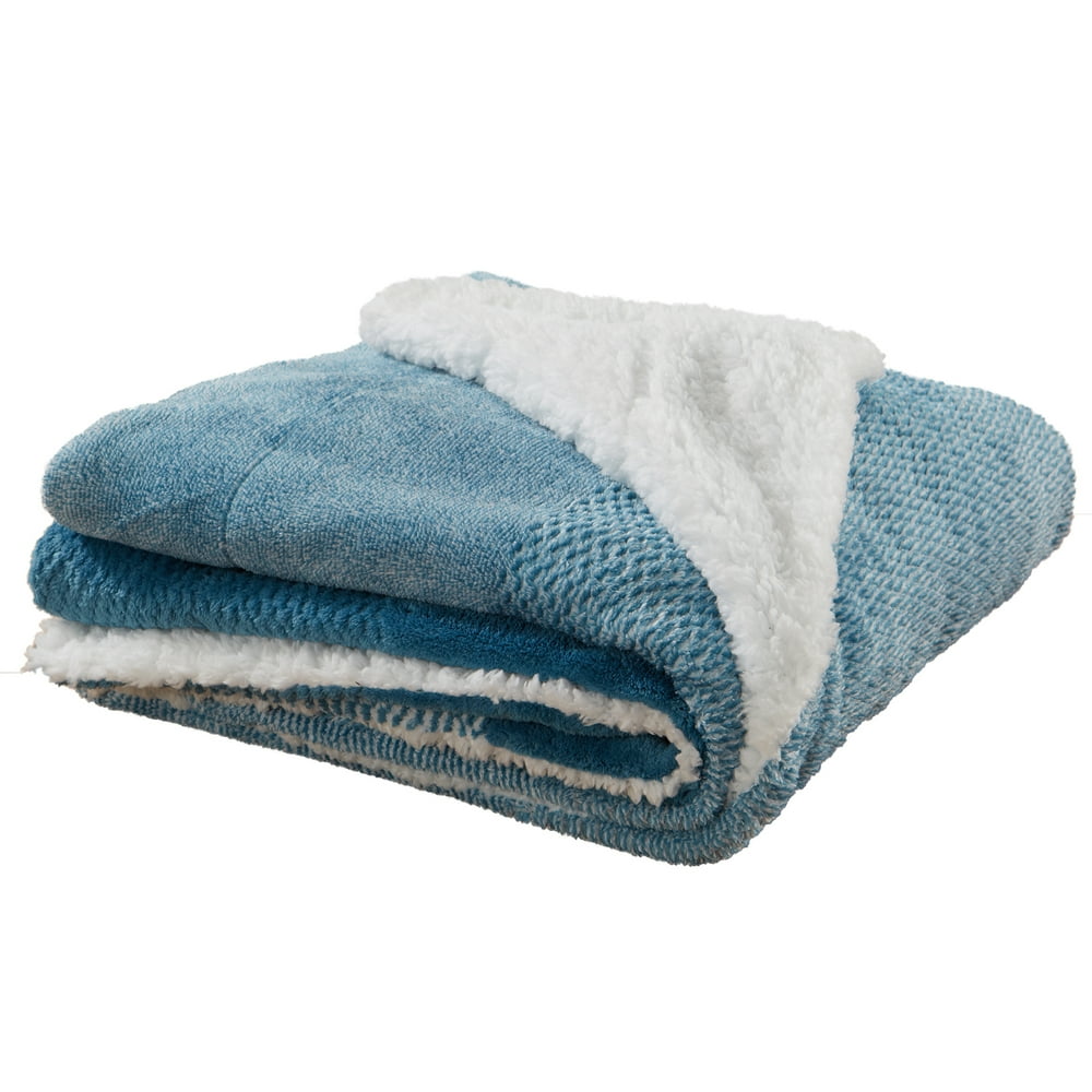 Great Bay Home Reversible Sherpa Fleece Printed Bed Blanket Walmart