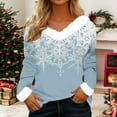 thumbnail image 2 of T-Shirt à Manches Longues pour Femmes Liquidation T-Shirt en Polyester pour Femmes T-Shirt de Noël pour Femmes Imprimé Flocon de Neige Col en Peluche Manchettes en Peluche T-Shirt à Manches Longues, 2 of 4