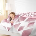thumbnail image 3 of Manfei Watercolor Diamond Geometric Twin Comforter Sets, Rose Gold Metalic Bedding Set, Pink White, Pink Reversible 2 Pieces, 1 Comforter and 1 Pillowcase, 3 of 6