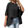 thumbnail image 2 of Summer Short Sleeve Oversize Solid Color T Shirt Women Loose Tops, 2 of 6