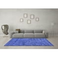 thumbnail image 3 of Ahgly Company Machine Washable Indoor Square Abstract Blue Modern Area Rugs, 3' Square, 3 of 4