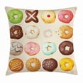 thumbnail image 1 of Donut Throw Pillow Cushion Cover, Different Kinds of Delicious Doughnuts Glazed Sweet Jelly Pastries Sugary Treats, Decorative Square Accent Pillow Case, 16 X 16 Inches, Multicolor, by Ambesonne, 1 of 2