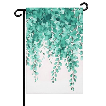 Spring Leaf Garden Flag 12x18 Inch Retro Watercolor Sage Green Eucalyptus Leaves Rustic Double Sided Small Decorative Garden Flags for Outside Outdoor Yard Porch Lawn Decoration