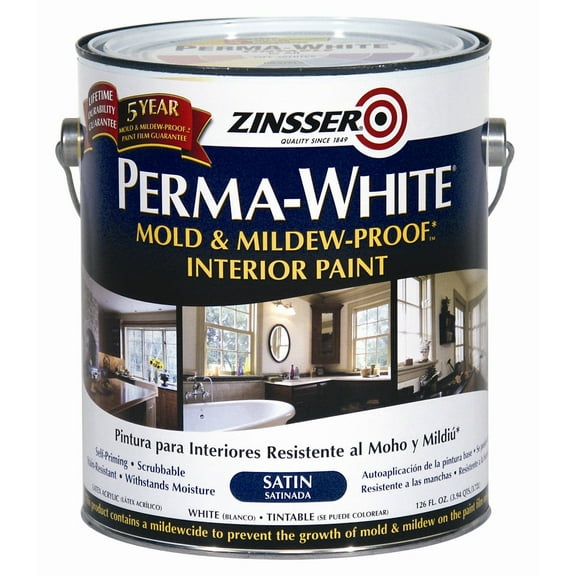 Zinsser Perma-White White-Tintable Satin Gallon Mildew Paint 2711