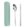 thumbnail image 4 of Portable Chopsticks Spoon Set Stainless Steel Portable Flatware Set Portable Student Office Cutlery with Storage Box, Thick Style, Green, 2Pcs, 4 of 8