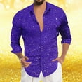thumbnail image 4 of Telankuip Long Sleeve Shirts for Men Sequin Solid Color Lapel Button down Dress Shirt 70s Disco Fashion Sparkle Carnival Party Comfortable Tops for Festive Celebrations 2026 1-Purple XXL, 4 of 4