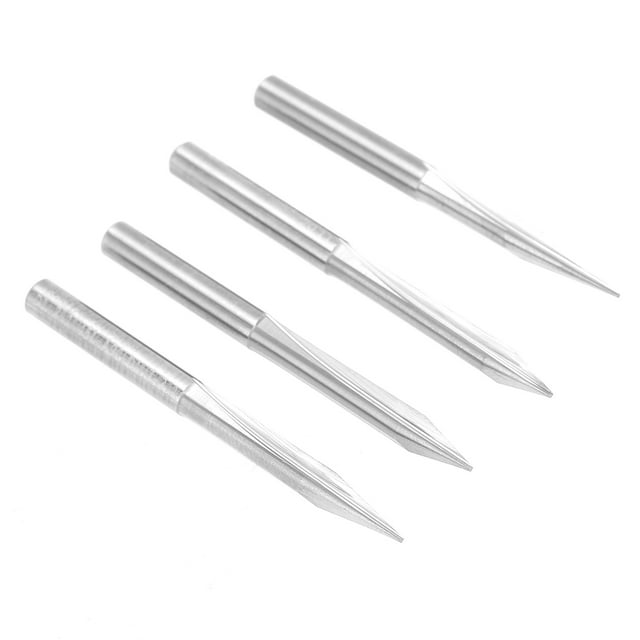 4 brocas de tallado en forma de V de 2 filos, 4 x 0,5 x 15°, 4 x 0,5 x 20°, 4 x 0,5 x 25° y 4 x 0,5 x 30°