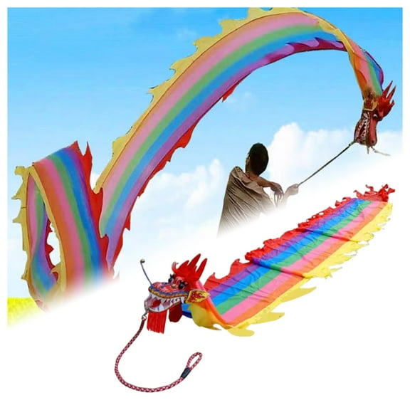Dragon Poi Colorful Dance Silk Kite, Washable, Fitness Gymnastics Flinging Dragon Ribbon Dance, Art Dance Flag Dragon Streamer, for Outdoor Physical Training Art Dance Flag