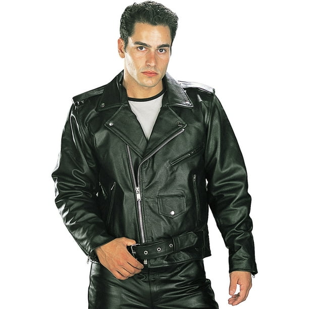 Xelement B7100 Classic Men's Black Top Grade Leather Motorcycle Biker Jacket