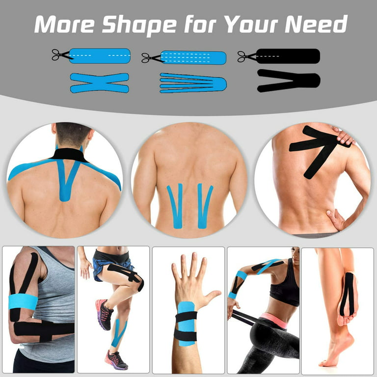 Kinesiology Tape 3 Rolls – Latex Free Elastic, 16ft Water Resistant Kinetic  Uncut Kinesiology Tape for Knee Pain, Elbow & Shoulder Muscle & Joint