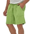 thumbnail image 4 of JUNWELL BLVB Cotton Linen Shorts for Men Casual Solid Color Drawstring Elastic Waist Summer Beach Shorts with Pockets, 4 of 9