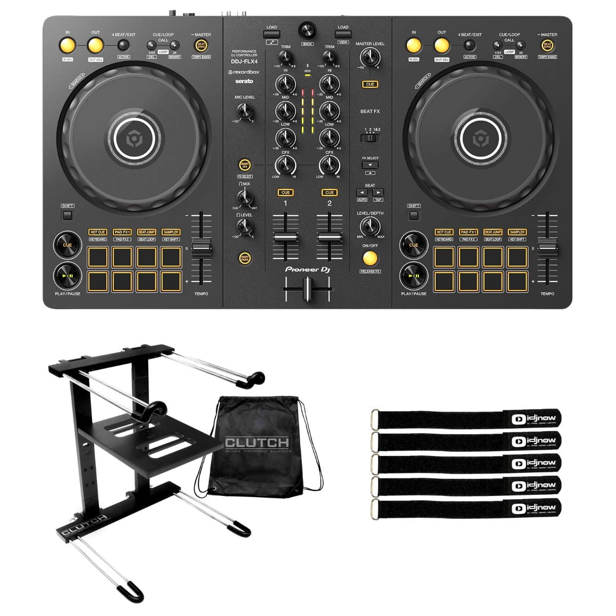 Pioneer DJ DDJ-FLX4 2-Channel Controller with USB, Stereo Sound, Music  Audio, Soft Case & Microphone Package - Walmart.com