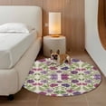 thumbnail image 2 of Purple Green Botanical Round Area Rug 6Ft Washable Circle Rugs for Bathroom Office, Spring Floral Summer Rustic Non-Slip Carpet Floor Mats Indoor Outdoor Carpet Runner Aesthetic Home Decor, 2 of 8