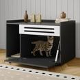 thumbnail image 2 of Acekid Litter Box Enclosure,Pet House,Cat Hidden Litter Box Cabinet Furniture with Flip-Down Door, Dog-Proof Indoor Cat House, Modern Wooden End Table for Litter Box Storage Pet Washroom,Black, 2 of 8