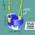 thumbnail image 3 of Premium High Back Full Bucket Toddler Swing Seat with Finger Grip, Plastic Coated Chains and Carabiners, 3 of 7