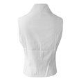 thumbnail image 4 of VNKIDY Womens Solid Color Sleeveless Leather Vest With Lapel Collar Button Closure Asymmetrical Hem Casual Outerwear For Daily Wear Streetwear White XL, 4 of 7
