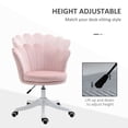 thumbnail image 4 of HOMCOM Mid Back Velvet Office Chair with Swivel Wheels for Study, Pink, 4 of 10