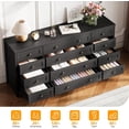 thumbnail image 4 of 12 Drawers Dresser for Bedroom Wooden, Modern Wide TV Stand Dressers for 65 Inch TV, Wood Chest of Drawers, Farmhouse Clothes Storage for Living Room, Hallway, Black, 4 of 7