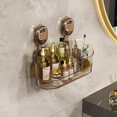 Suction Cup Shower Caddy No Drill Bathroom Storage Box with Glacier Pattern Large Capacity Hanging Shelf for Shampoo Soap Heavy Duty Wall Organizer for Toilet by UKHCCC Suction Cup Shower Caddy No Drill Bathroom Storage Box with Glacier Pattern Large Capacity Hanging Shelf for Shampoo Soap Heavy Duty Wall Organizer for Toilet by UKHCCC