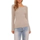 thumbnail image 2 of Suéter de punto acanalado INSPIRE CHIC para mujeres, otoño 2025, de manga larga, cuello redondo, ajustado, camiseta pullover XS color camello, 2 of 6