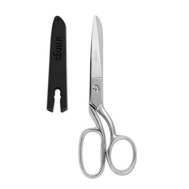 LIVINGO Professional Sewing Cut Fabric Scissors Sharp Bent Shears Stainless Steel, Silver 8 inches