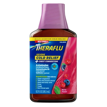 Theraflu Expressmax Severe Cold and Flu Medicine, Berry, 8.3 Fl Oz