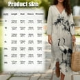 thumbnail image 6 of COEQINE Comfort Plus Size Dress 3/4 Sleeve Wrap V Neck Linen-Like Midi Tunic Dress for Women, Flowy Loose Fit Loungewear 1X 2X 3X 4X, Easy Care, Size 3XL, Crane Bird Bamboo Print, 6 of 6