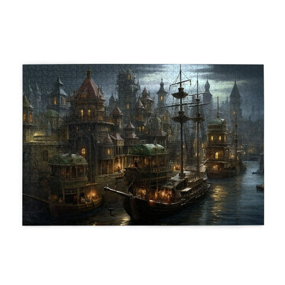 1000 PCS Gothic Retro City Night - 1000 Piece Vintage Jigsaw Puzzles,Challenging Brain Exercise,Vintage Adults Wooden Puzzle As Home Decor,Enjoy The Puzzle Solving Process,Adult Jigsaw