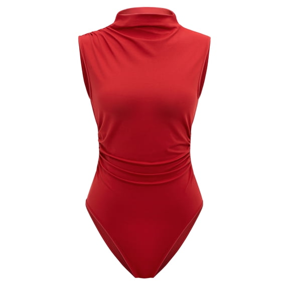 DARING DIVA Women's Mock Neck Tank Top Basic Jumpsuit X-Small Red