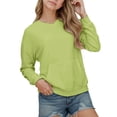 thumbnail image 2 of HUAXUN Oversized Girls Hoodies - Cute Drop Shoulder Sweatshirts with Pocket, Loose Fit Long Sleeve Pullover for Girls, Casual Comfortable Top (Light Green,3-14 Years), 2 of 5