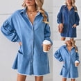 thumbnail image 6 of Lovskoo 2024 Women Casual Denim Oversized Shirt Long Sleeve Lapel Collar Button Down Shirts Dress Light Blue, 6 of 6