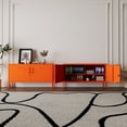 thumbnail image 6 of Wide Metal Locker Accent Storage Cabinet Bedroom Lockable TV Stand 2 Doors Home Multifunction Storage Cabinet Orange Size: 24”H x 39.4”W x 15”D, 6 of 7