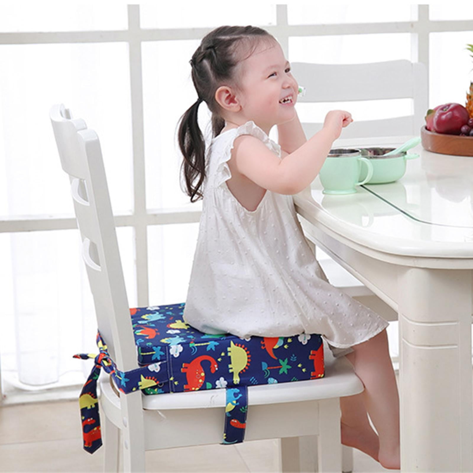 Dining Booster Cushion with Straps Child Seat Washable Heightening Cushion for Restaurant Car Travel Dinosaur Blue