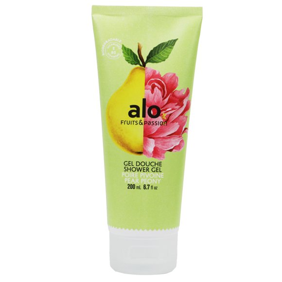 Fruits & Passion Gel Douche Nettoyant et Gel pour le Corps à l'Alo, Poire et Pivoine 6,7 Onces