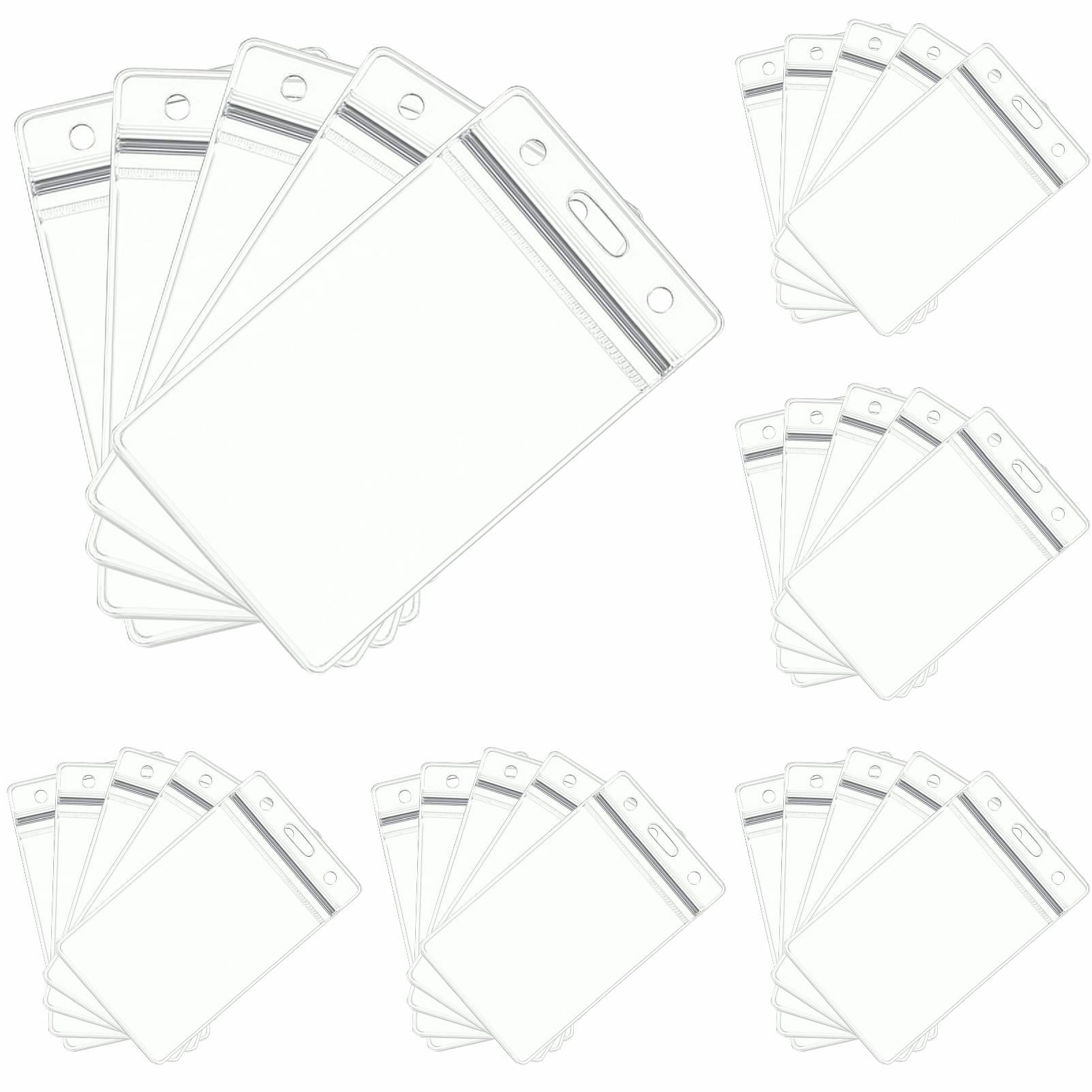 GOGO Set of 50 Clear Plastic Name Tag Badge Id Card Holders Large