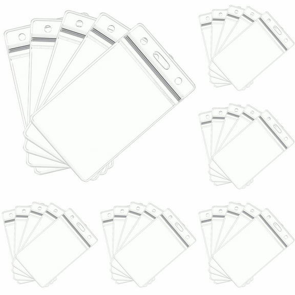 100Pcs Vertical ID Badge Holders Sealable Waterproof Clear Plastic Holder, Fits RFID/Proximity/Badge Swipe Cards or Credit Card
