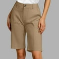 thumbnail image 2 of Mohiass Bermuda Shorts for Women Summer Fashion High Waisted Chino Shorts Straight Leg Casual Vacation Shorts Khaki L, 2 of 6