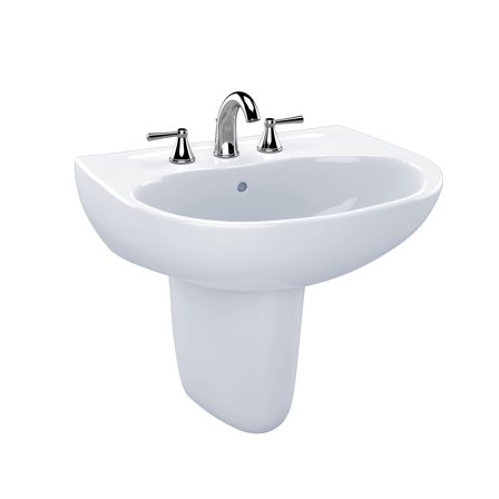 Toto LHT241.4G#01 Supreme Oval Wall-Mount Bathroom Sink with CeFiONtect and Shroud for 4 Inch Center Faucets Cotton White