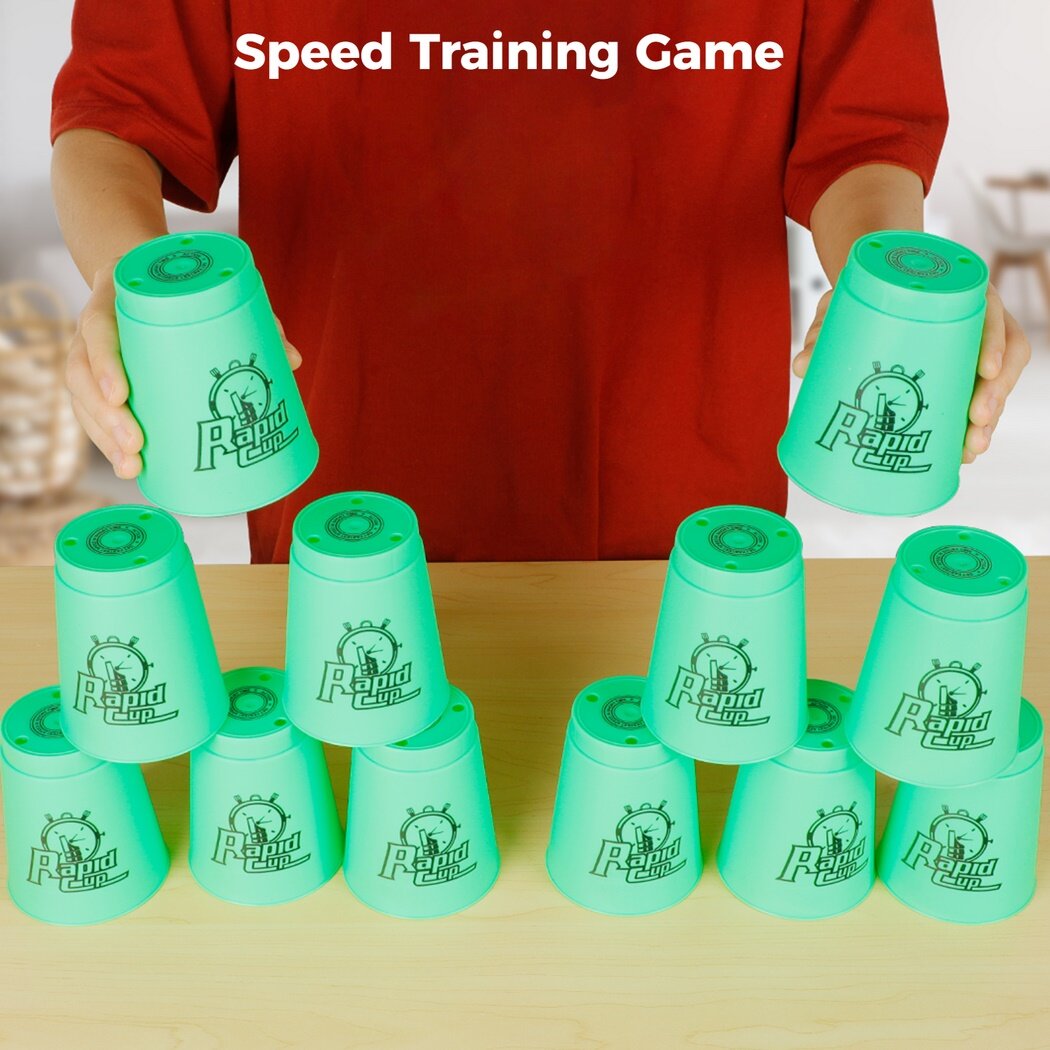 Jeu De Speed Cups – 12 Gobelets Empilables, 50 Cartes Et Clochette, Jeu D’Adresse Et De Rapidité Pour Enfants Et Adultes