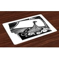 thumbnail image 1 of Ambesonne Nordic Place Mats Set of 4, Viking Longboat on Waves, Standard Size, Black and White, 1 of 4
