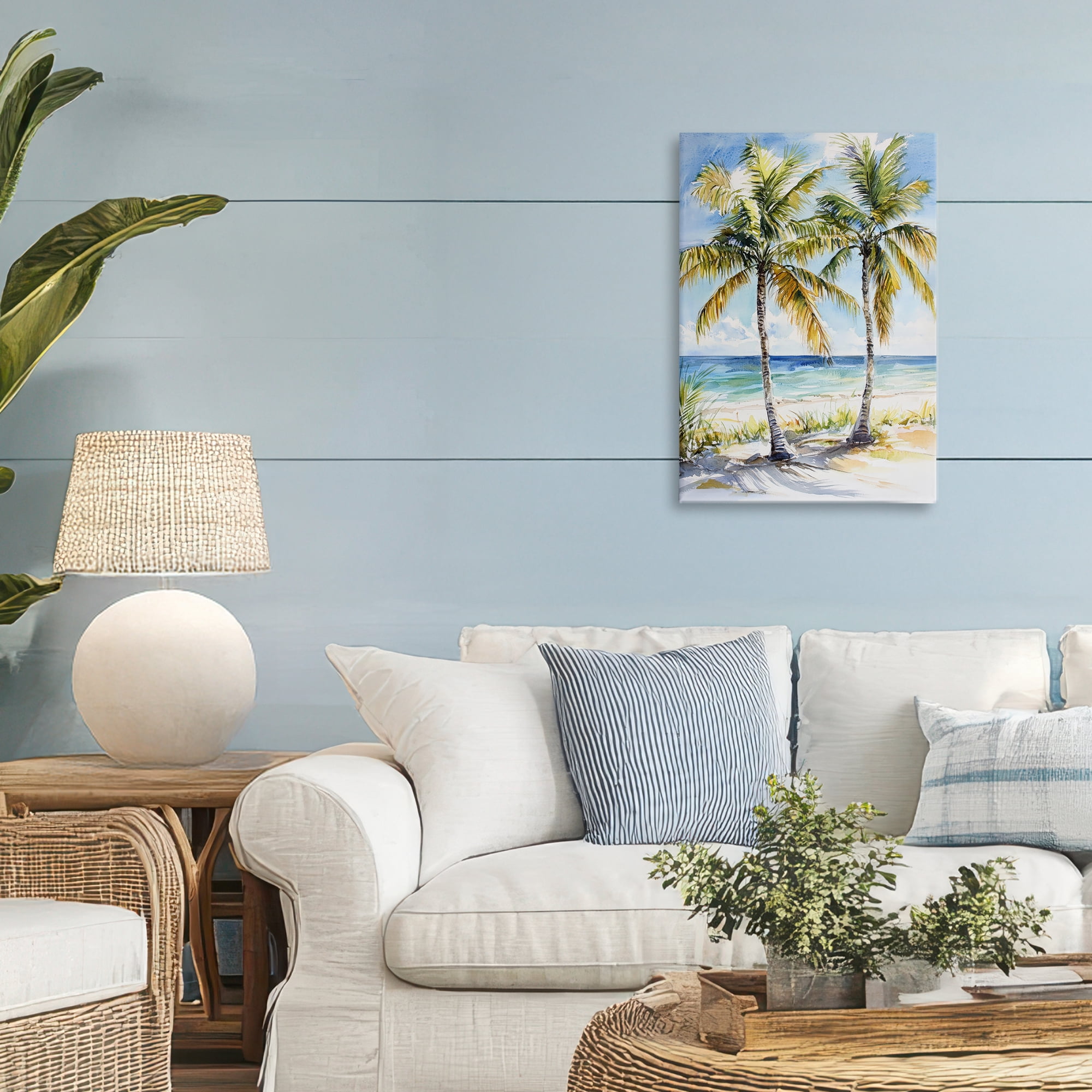 Stupell Industries Sandy Palms Duo Ocean View Canvas Wall Art, design by Petal Prints Design