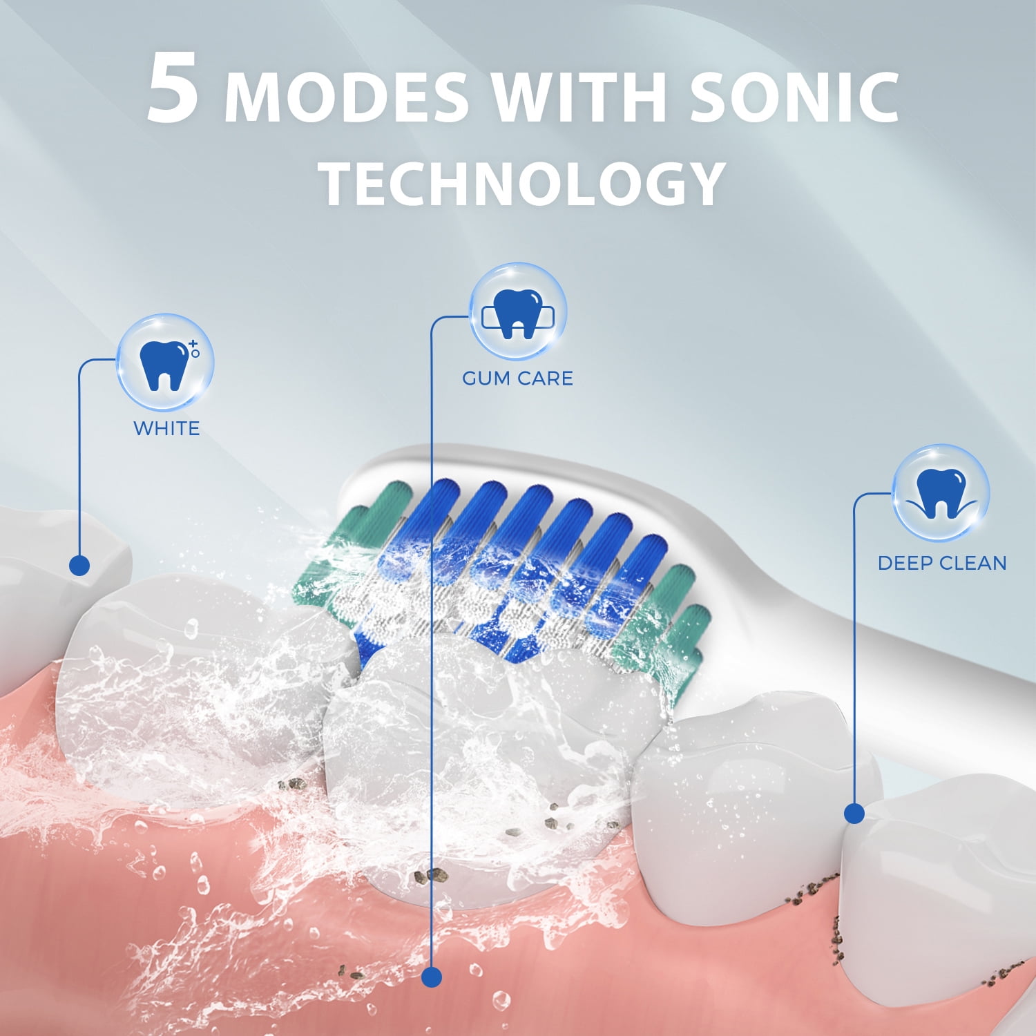 Vakker Sonic Electric Toothbrush for Adult with 6 replace Heads, Rechargeable Toothbrush with Charge Base, IPX7 Waterproof, Compatible with MySmile Toothbrush Head