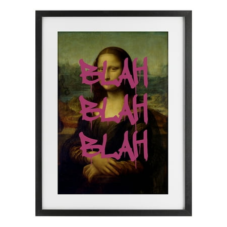 Graffiti Over Mona Lisa Black Framed Print Under Glass, design by Masters Redux