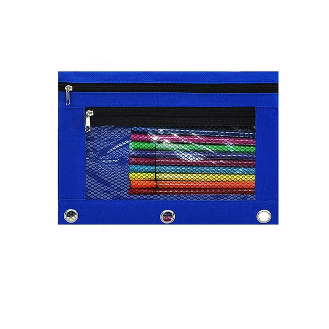 Large Pencil Pouch for 3 Ring Binder, Mesh Zipper Pencil Case, Pen Bag