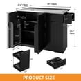 thumbnail image 5 of Craftian Kitchen Island Table with Stainless Steel top & Storage, Kitchen Island with Drop Leaf, Black, 5 of 8