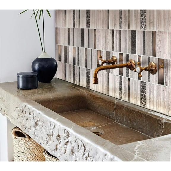 Apollo Tile 5 pack 11.8-in x 11.8-in Gray Marble and Glass Mosaic Tile (4.83 Sq ft/case)